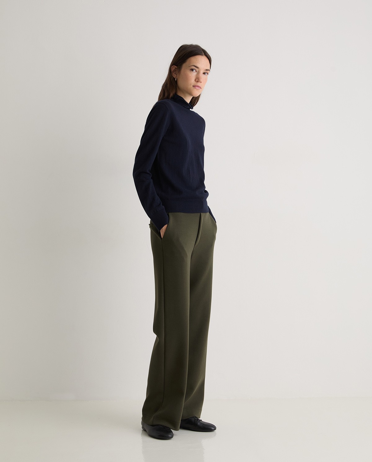 Navy blue organic cotton and wool turtleneck sweater - Organic cotton and wool blend sweater 4