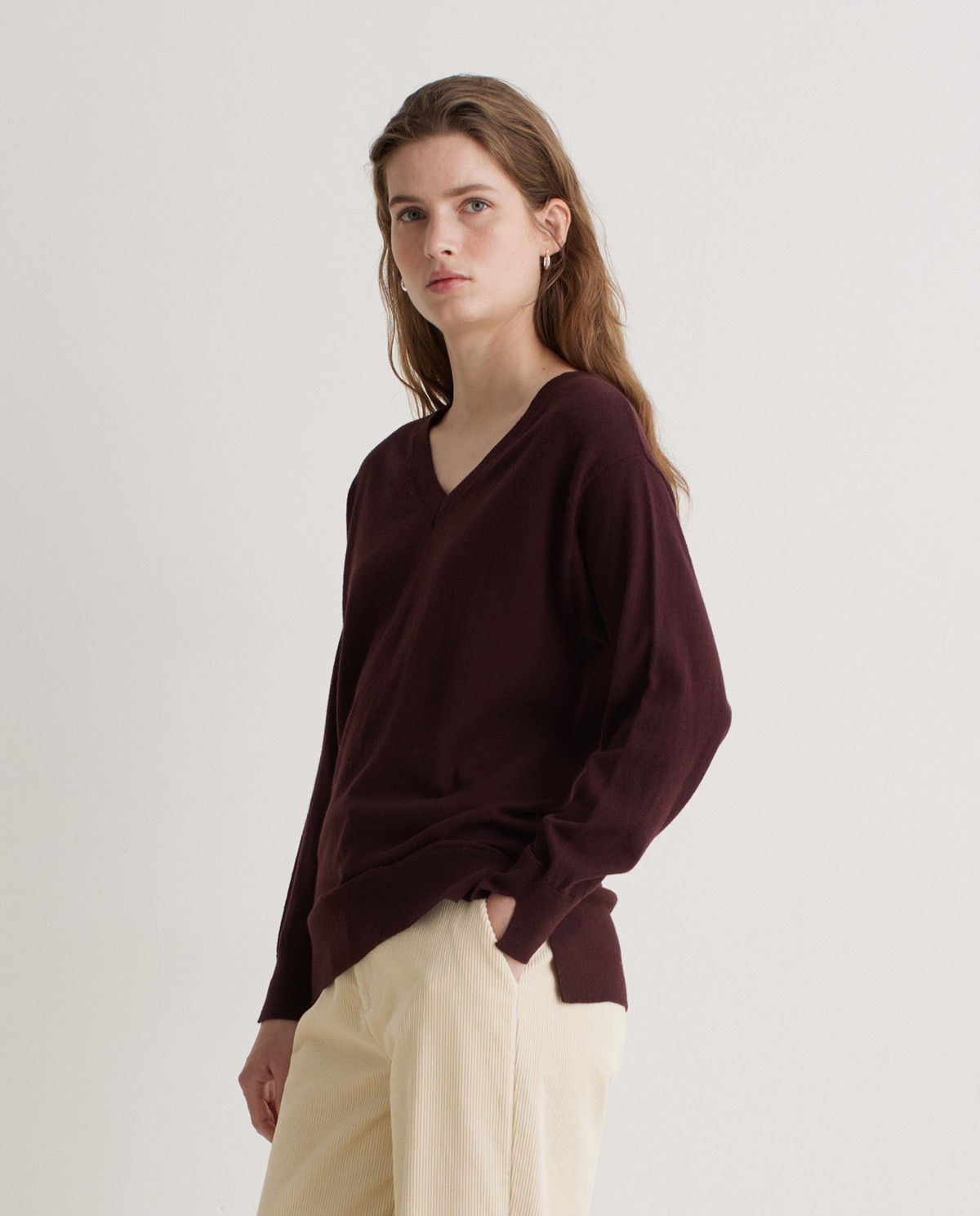 Jersey algodón orgánico y lana calado granate - Jersey mezcla de algodón orgánico y lana RWS