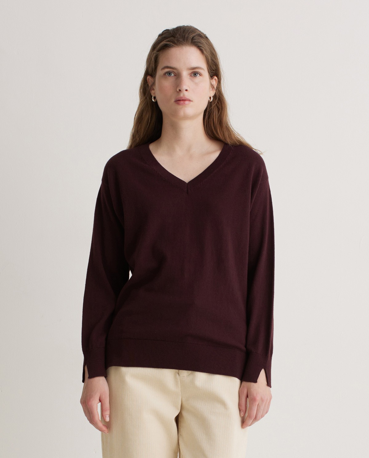 Jersey algodón orgánico y lana calado granate - Jersey mezcla de algodón orgánico y lana RWS 2
