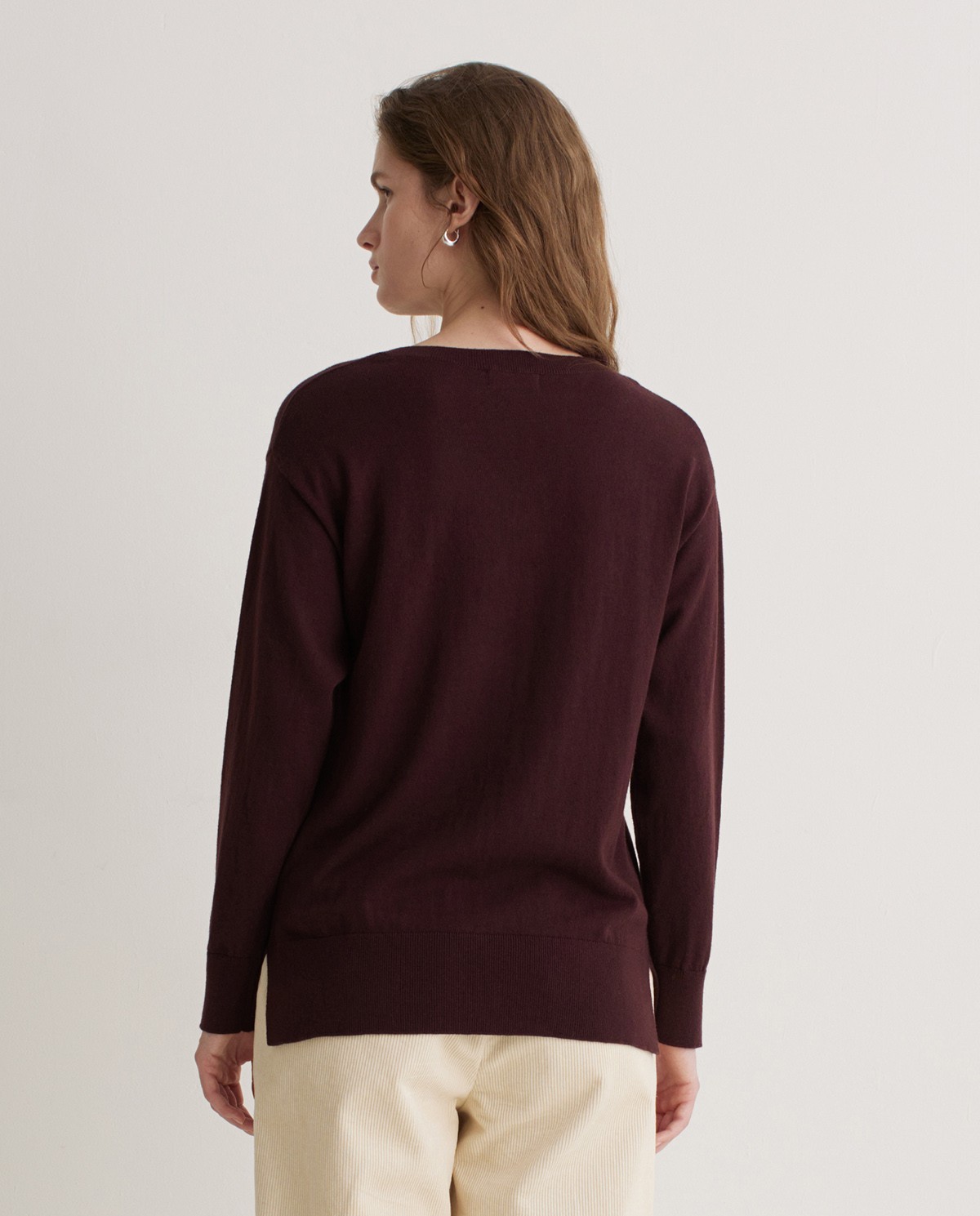 Jersey algodón orgánico y lana calado granate - Jersey mezcla de algodón orgánico y lana RWS 3