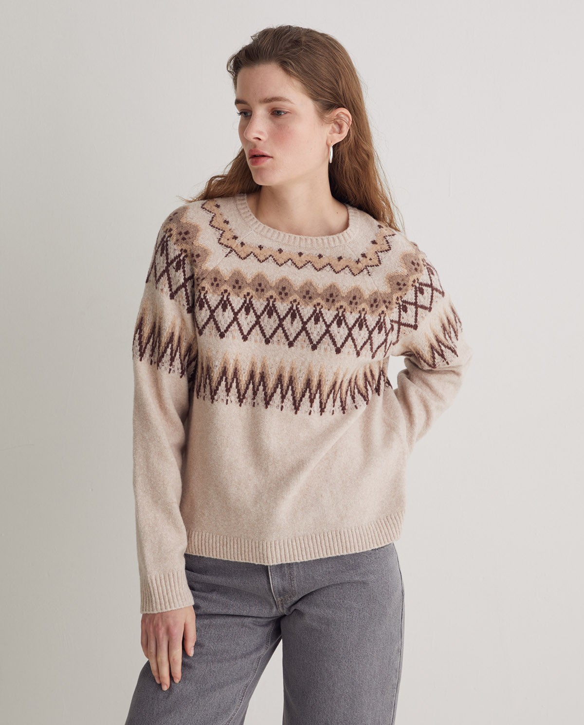 Jersey mezcla algodón y lana Jacquard crudo - Jersey Jacquard 3