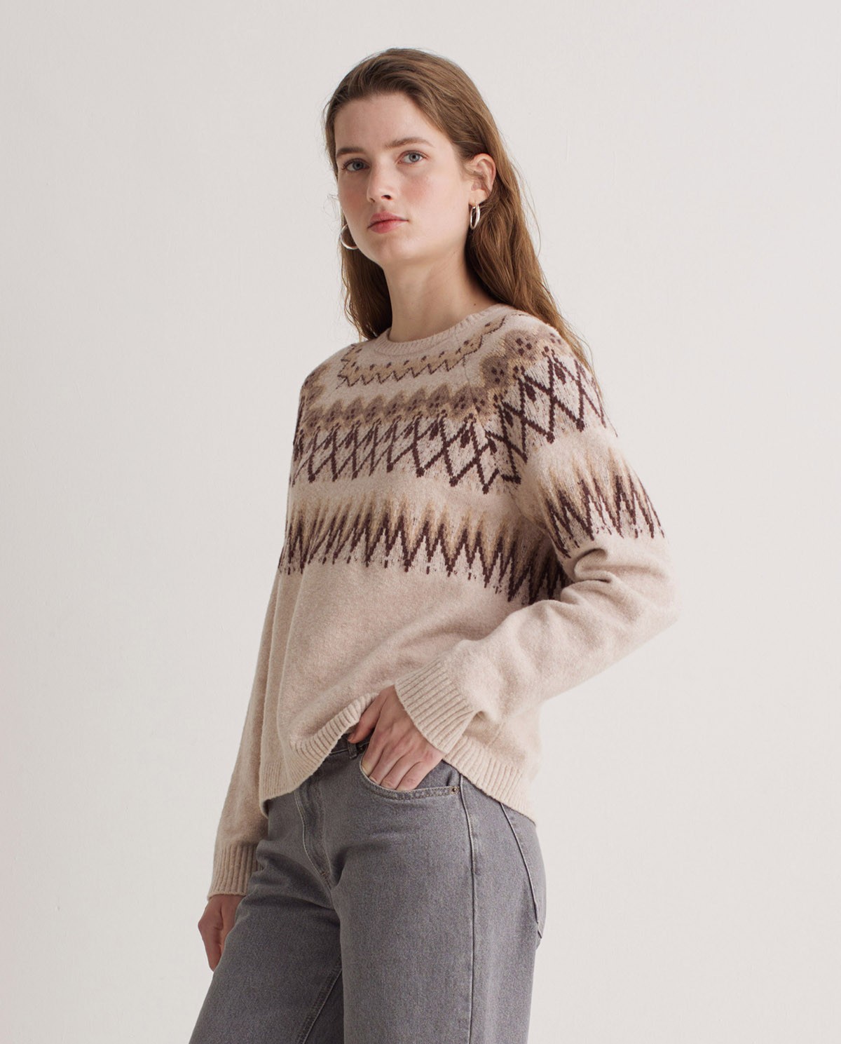 Jersey mezcla algodón y lana Jacquard crudo - Jersey Jacquard 4
