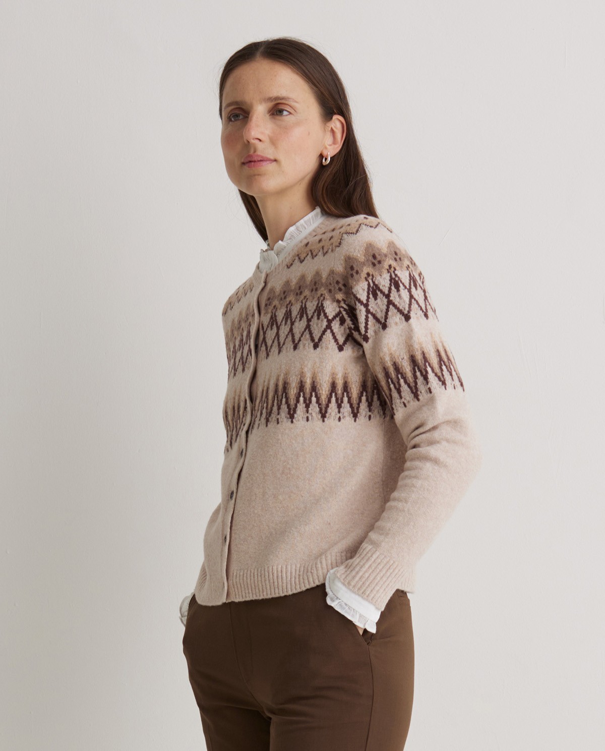 Cárdigan mezcla algodón Jacquard crudo - Cárdigan Jacquard 2
