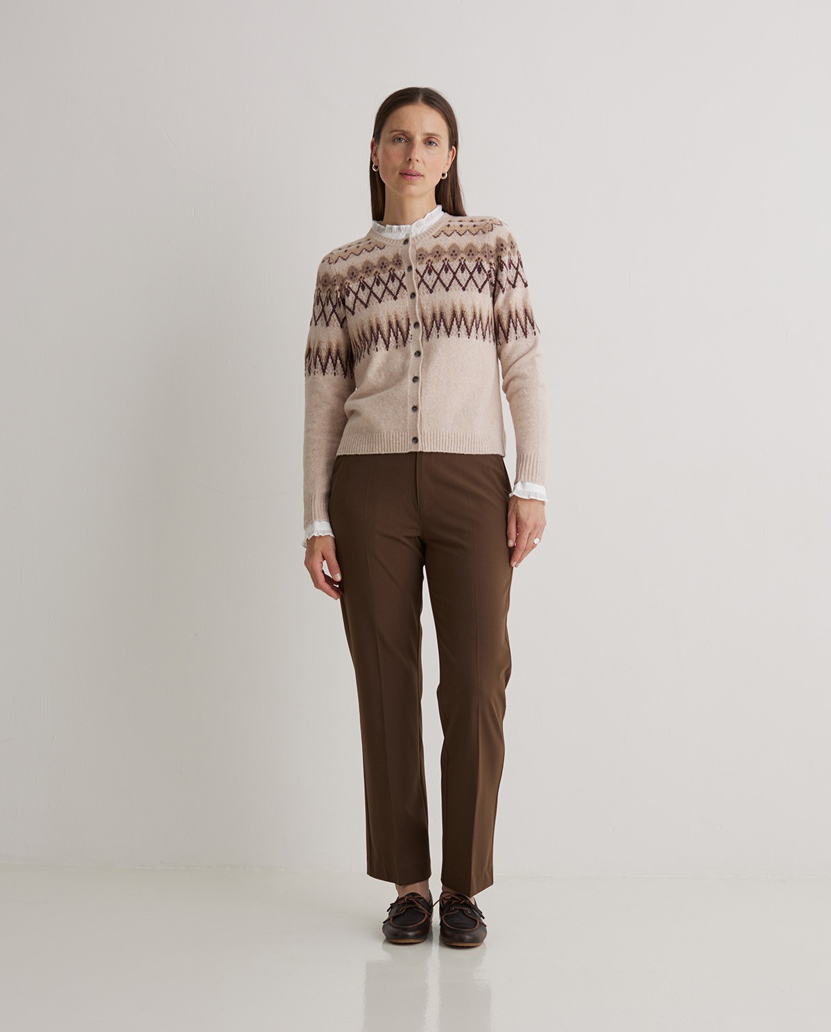 Cárdigan mezcla algodón Jacquard crudo - Cárdigan Jacquard 4