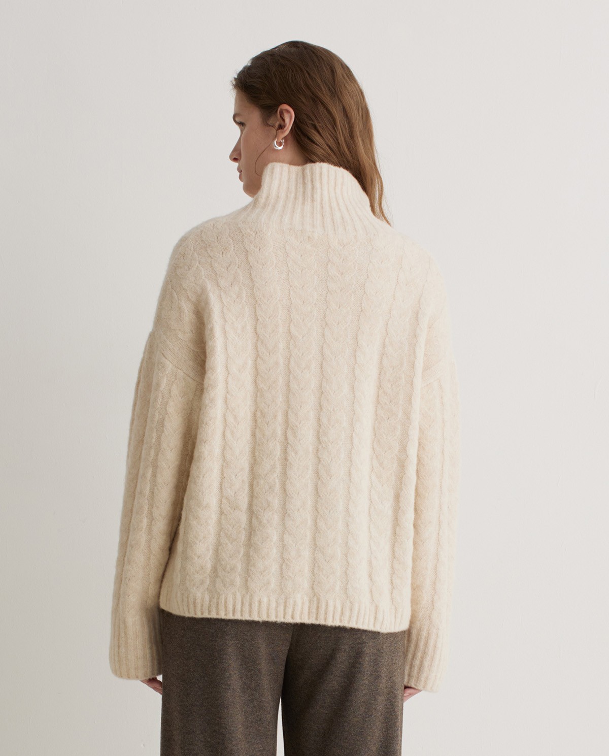 Jersey lana y alpaca cuello alto crudo - Jersey de cuello alto 3