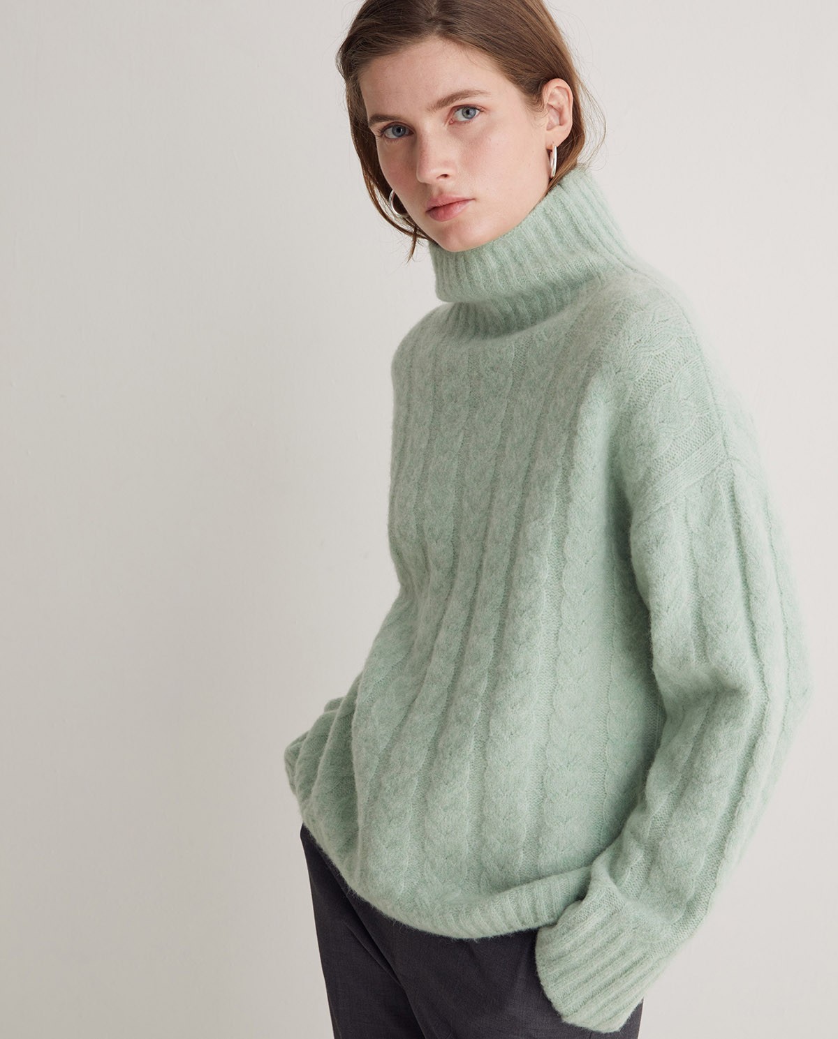 Jersey lana y alpaca verde claro - Jersey de cuello alto 2