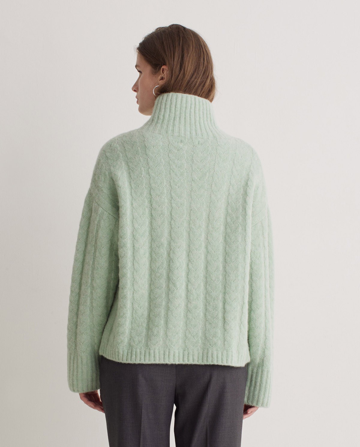 Jersey lana y alpaca verde claro - Jersey de cuello alto 5