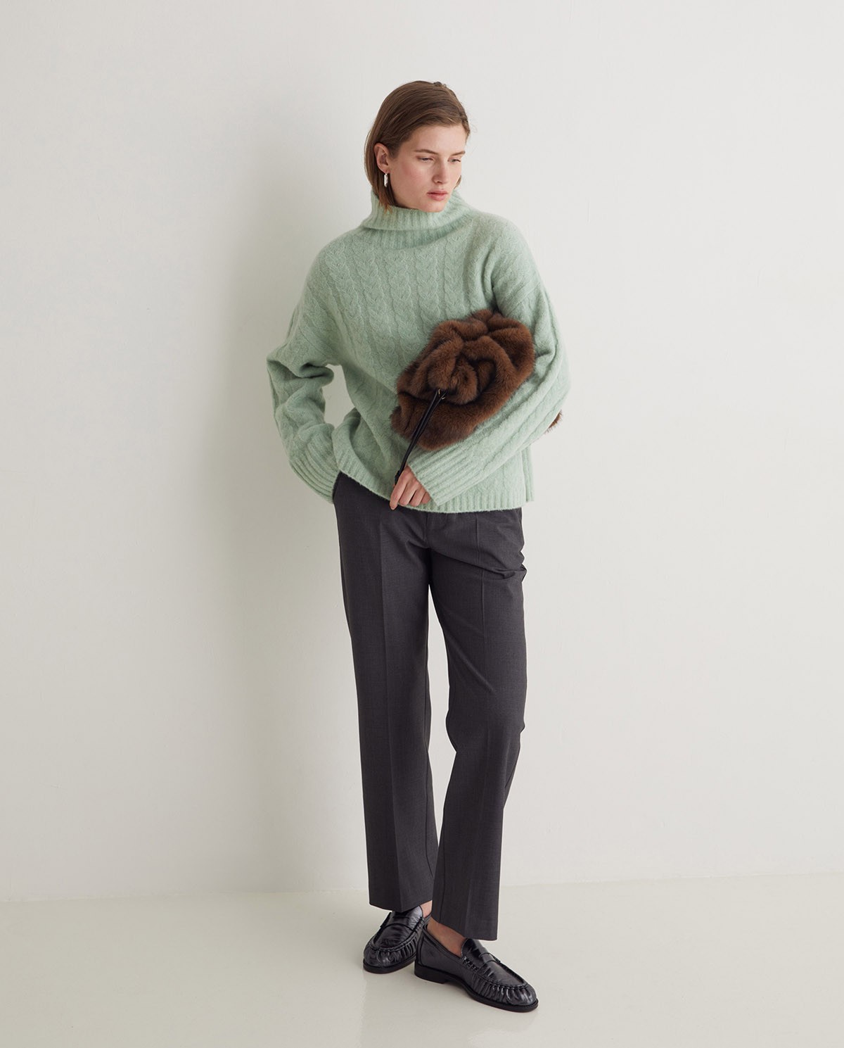 Jersey lana y alpaca verde claro - Jersey de cuello alto 6