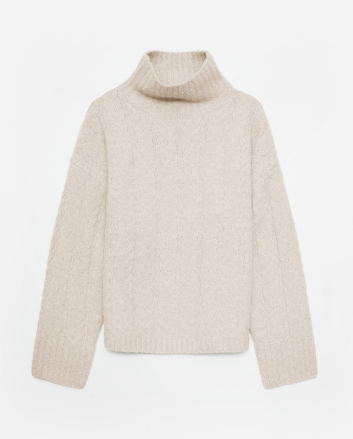 Ecru wool and alpaca high-neck sweater woman Yerse - Front view 6