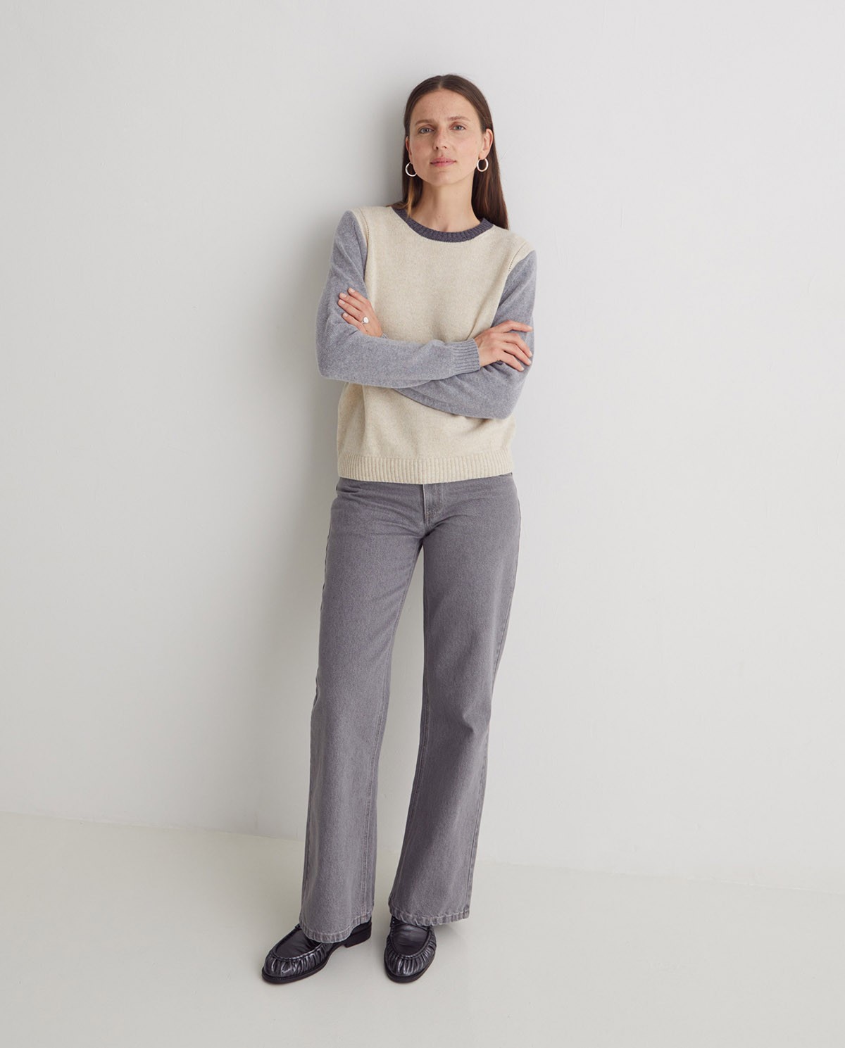 Jersey mezcla lana RWS tricolor crudo - Jersey tricolor crudo, gris y gris oscuro 3