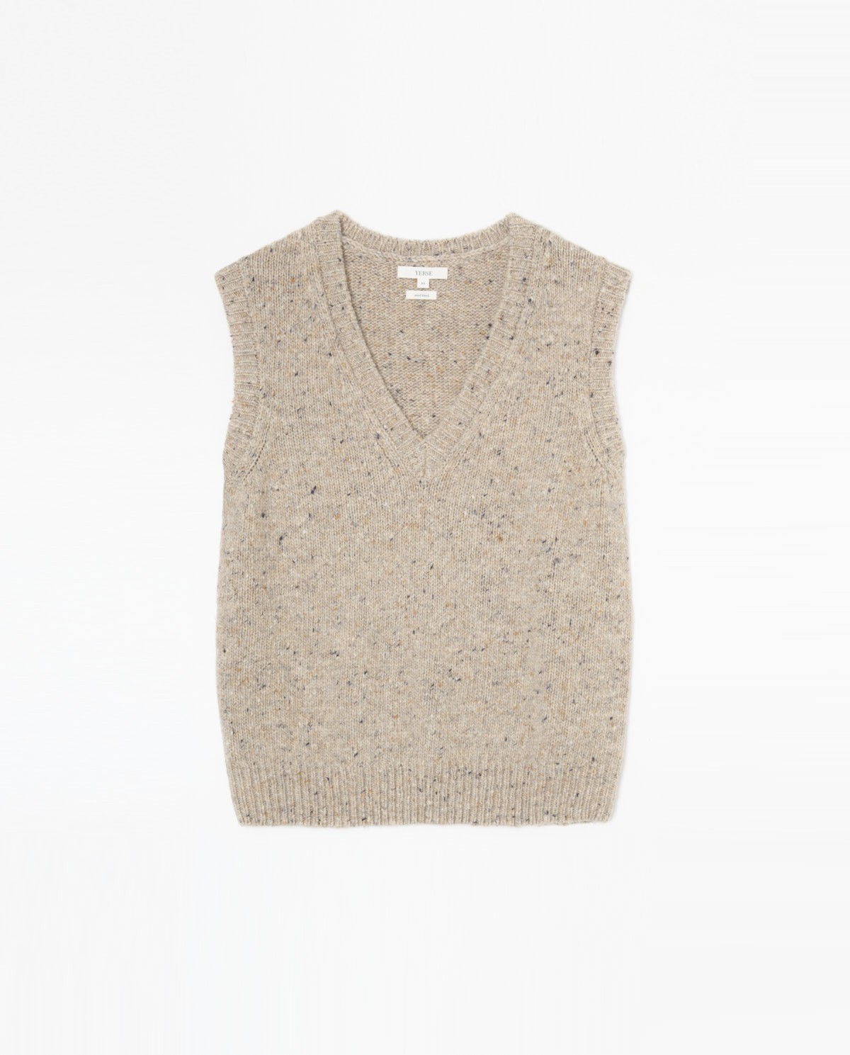 Beige merino-wool v-neck vest woman Yerse - Front view 6