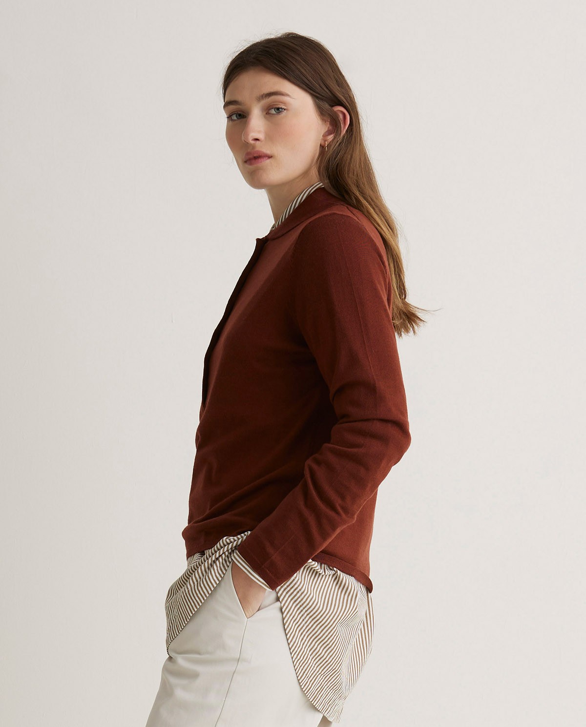 Pull large en laine mérinos terracotta - Pull 100% laine mérinos 2
