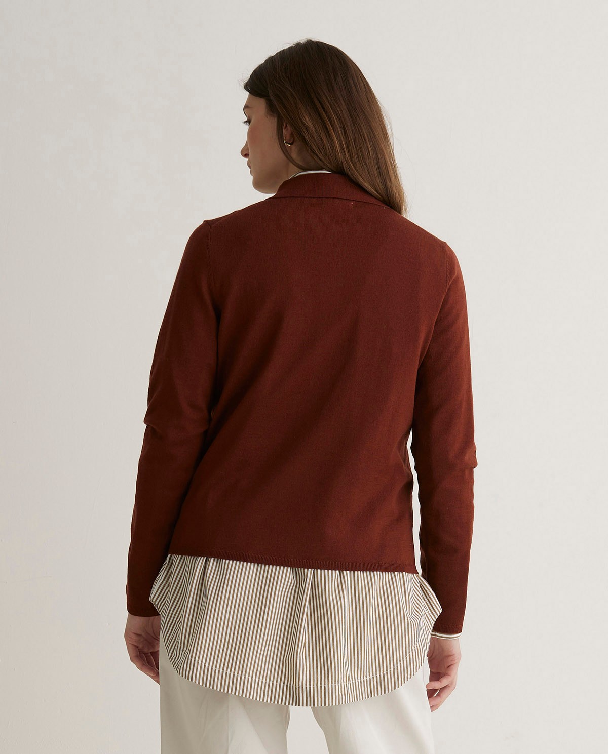 Pull large en laine mérinos terracotta - Pull 100% laine mérinos 3