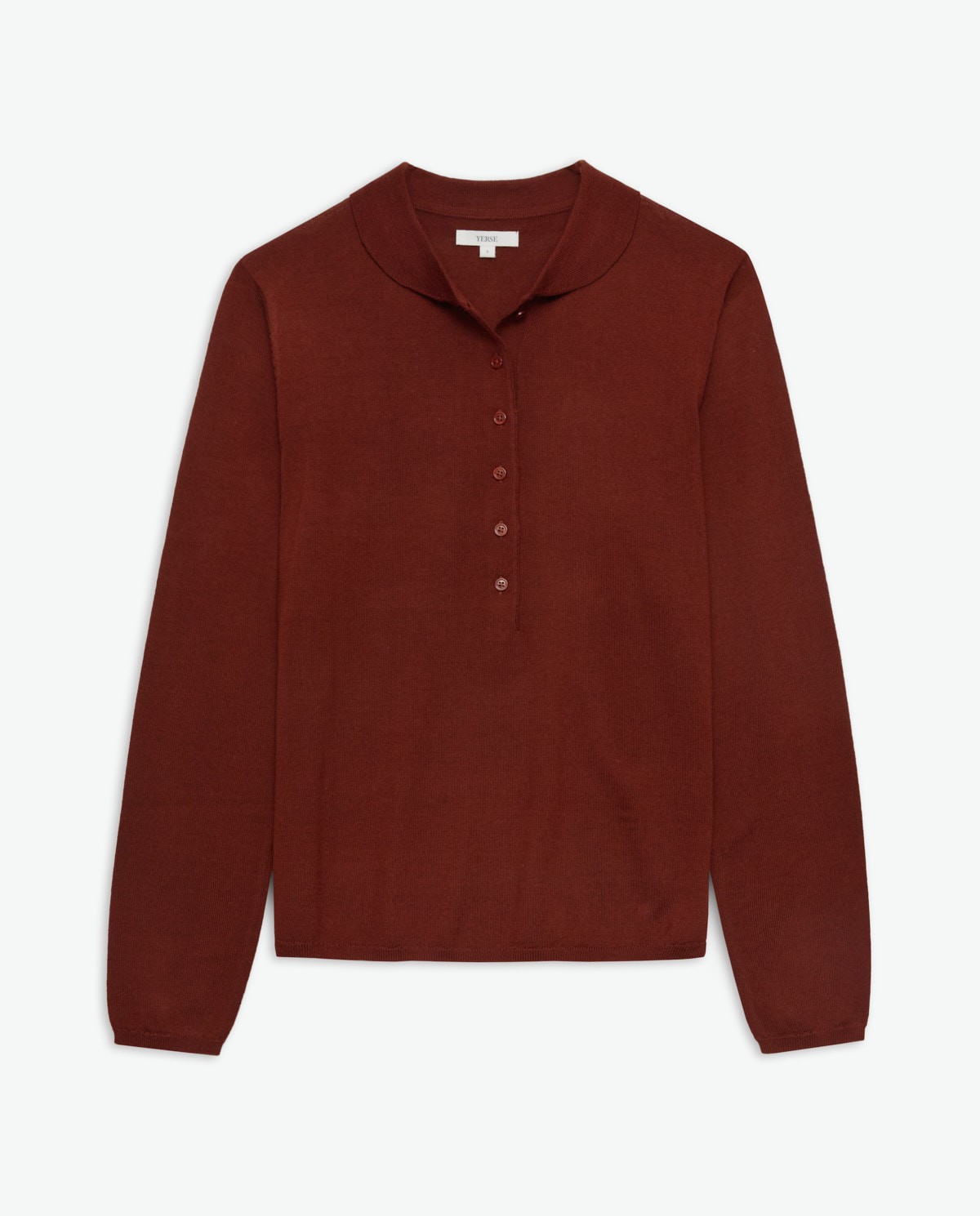 Terracotta merino-wool wide sweater woman Yerse - Front view 6