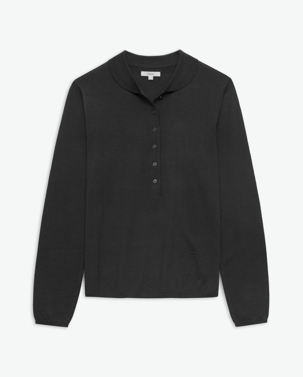 Black merino-wool wide sweater woman Yerse - Front view 7