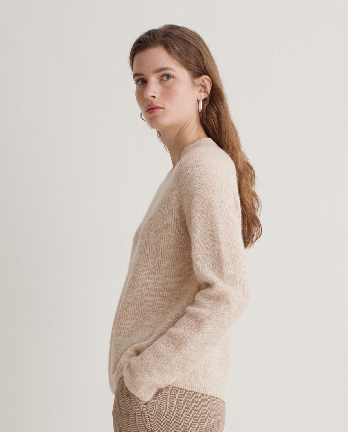 Jersey alpaca y lana punto inglés beige - Jersey punto inglés 1