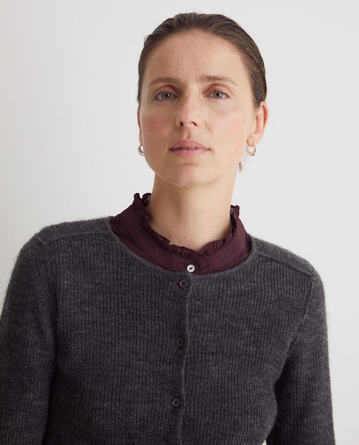 Lead alpaca blend English stitch cardigan - English stitch cardigan, boba style 1