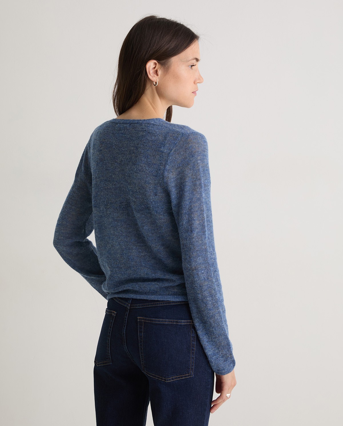 Cárdigan fino mezcla alpaca azul - Cárdigan con bolsillos 3