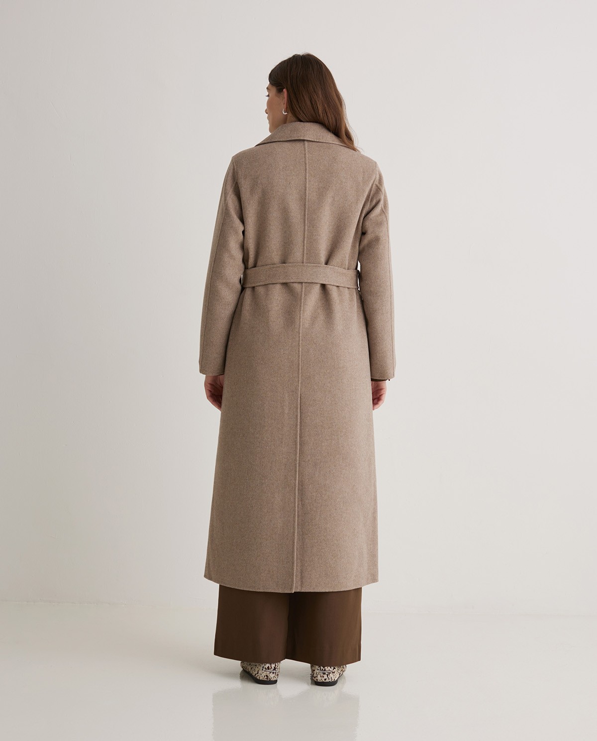Beige wool blend long coat - Regular fit long coat 9
