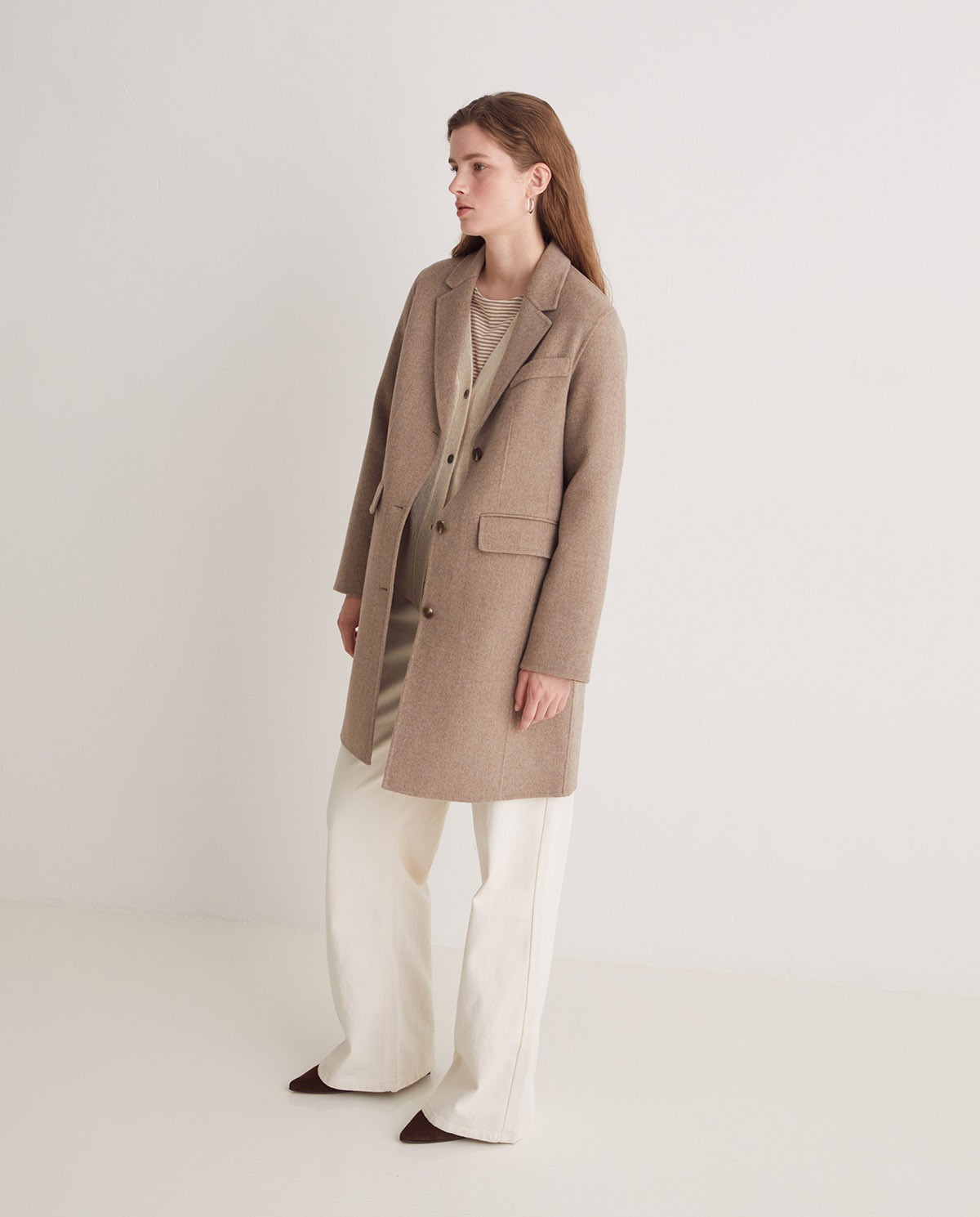 Abrigo midi mezcla lana marrón - Abrigo midi regular fit 2