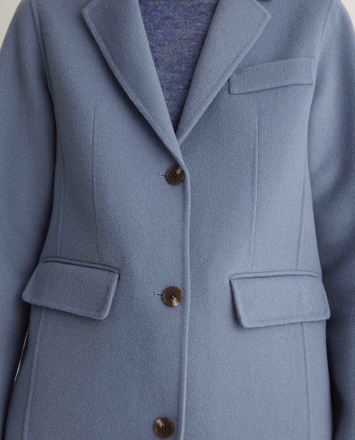 Blue wool blend midi coat - Regular fit midi coat 6