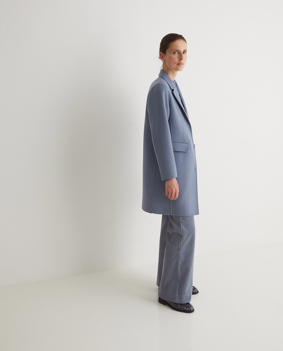 Blue wool blend midi coat - Regular fit midi coat 4