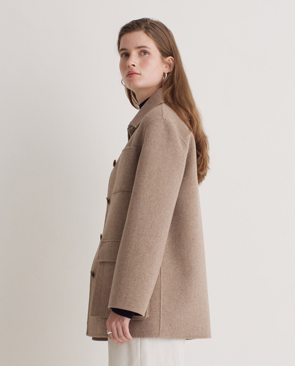 Brown wool blend short coat - Regular fit short coat 7