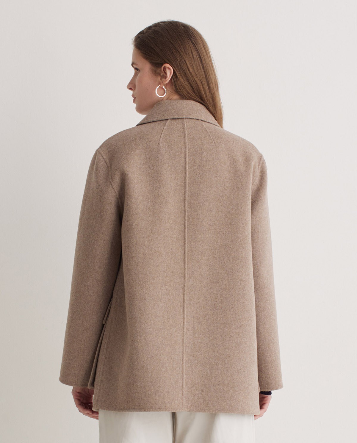 Brown wool blend short coat - Regular fit short coat 8