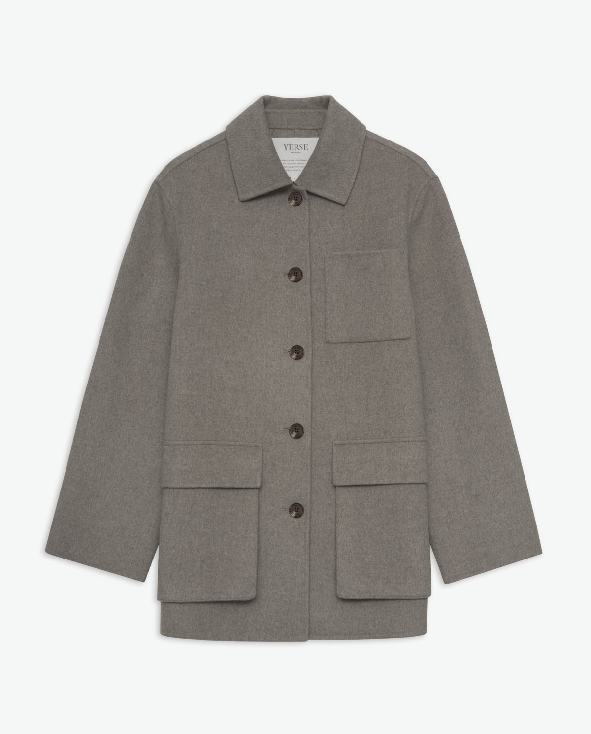 Handmade wool-blend short coat brown