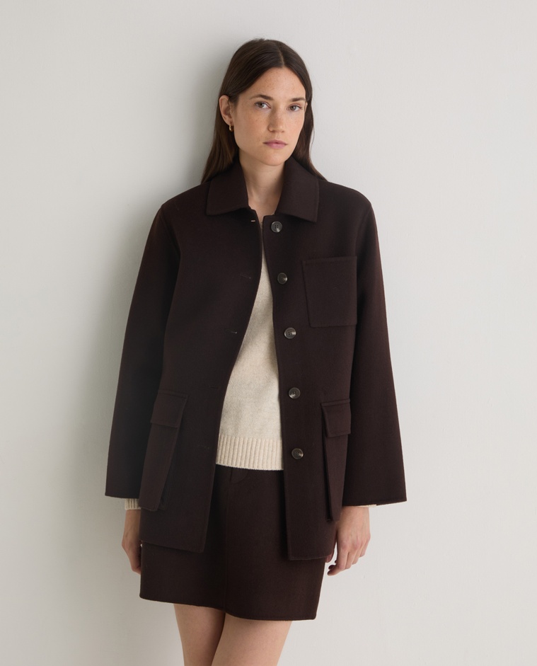 Abric curt barreja llana xocolata - Abric curt regular fit