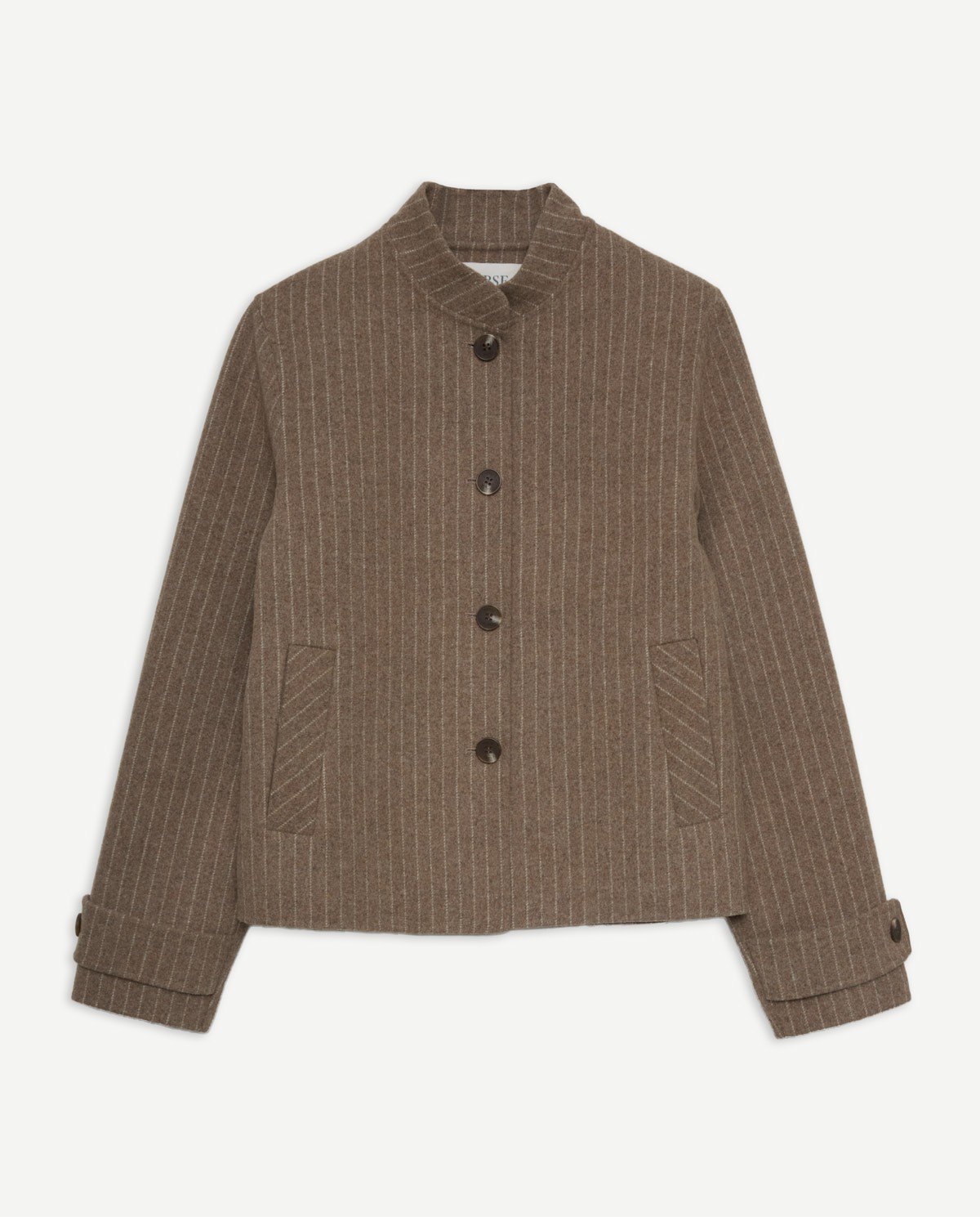 Handmade striped double-faced short jacket beige woman Yerse - Front view 8