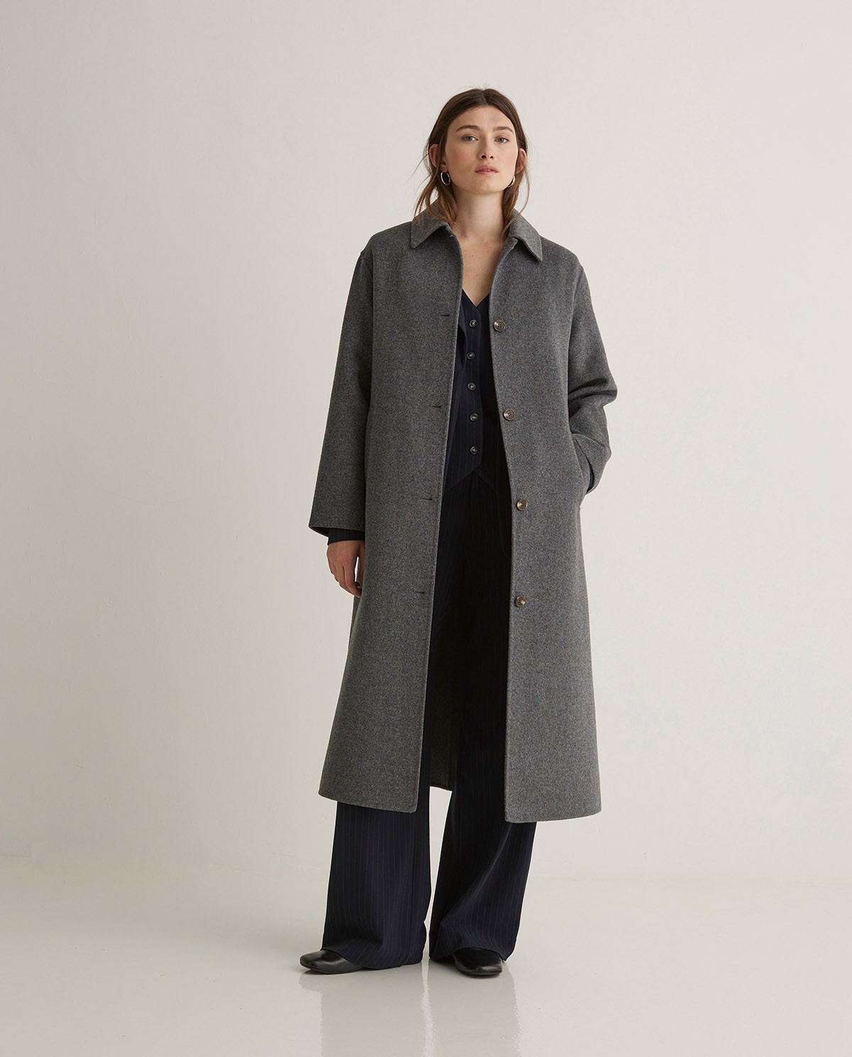 Abric llarg barreja llana gris - Abric llarg regular fit 6