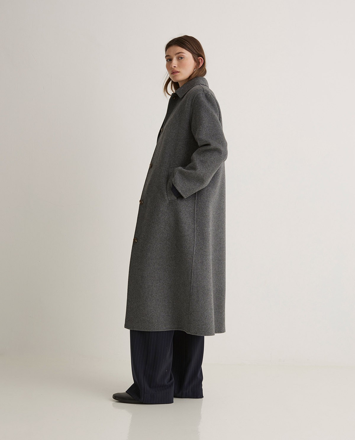 Abric llarg barreja llana gris - Abric llarg regular fit 5