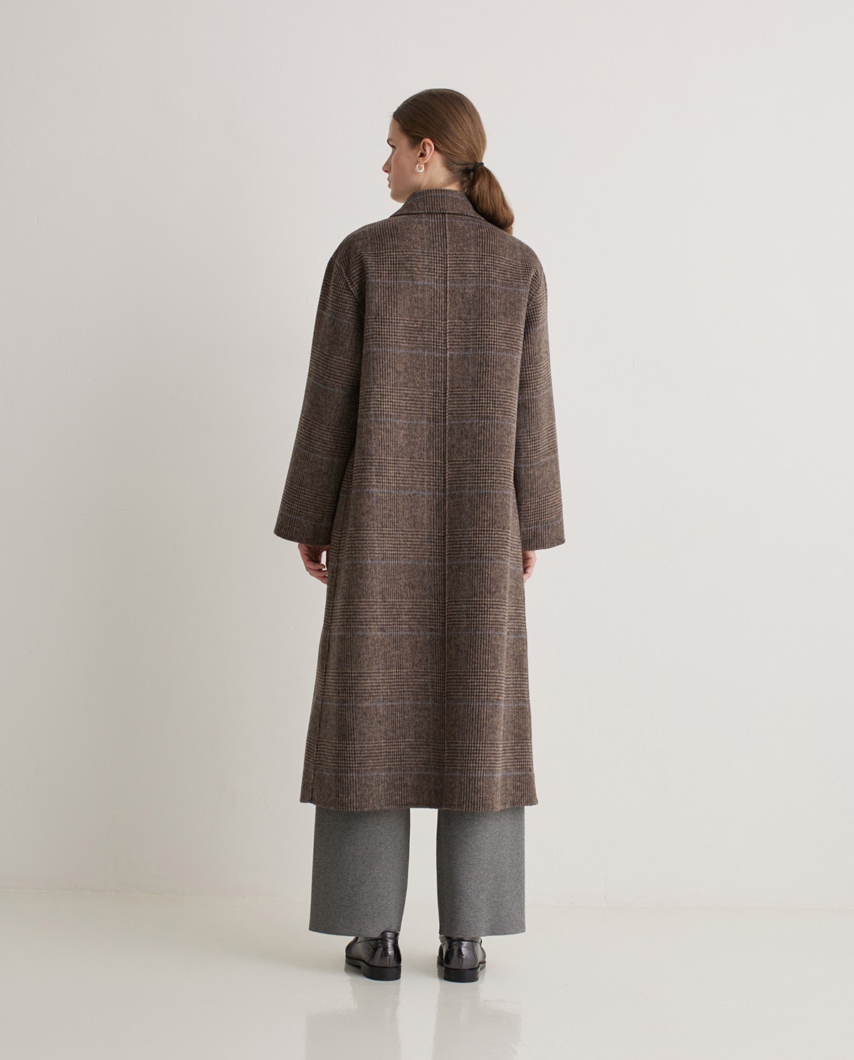 Abric llarg barreja llana quadres marró - Abric llarg regular fit 4
