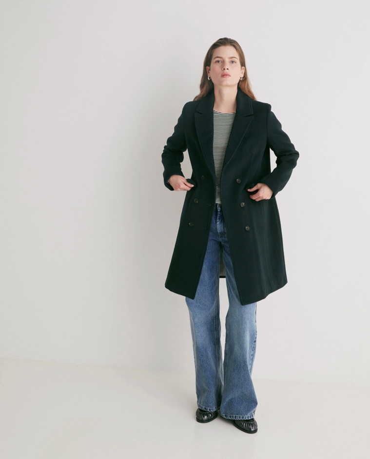 Dark green wool blend double-breasted coat - Double-breasted coat
