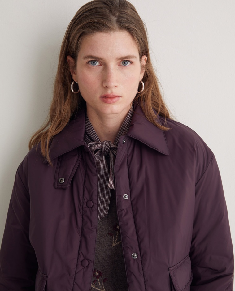 Chaqueta corta Water Repellent berenjena- Chaqueta corta acolchada