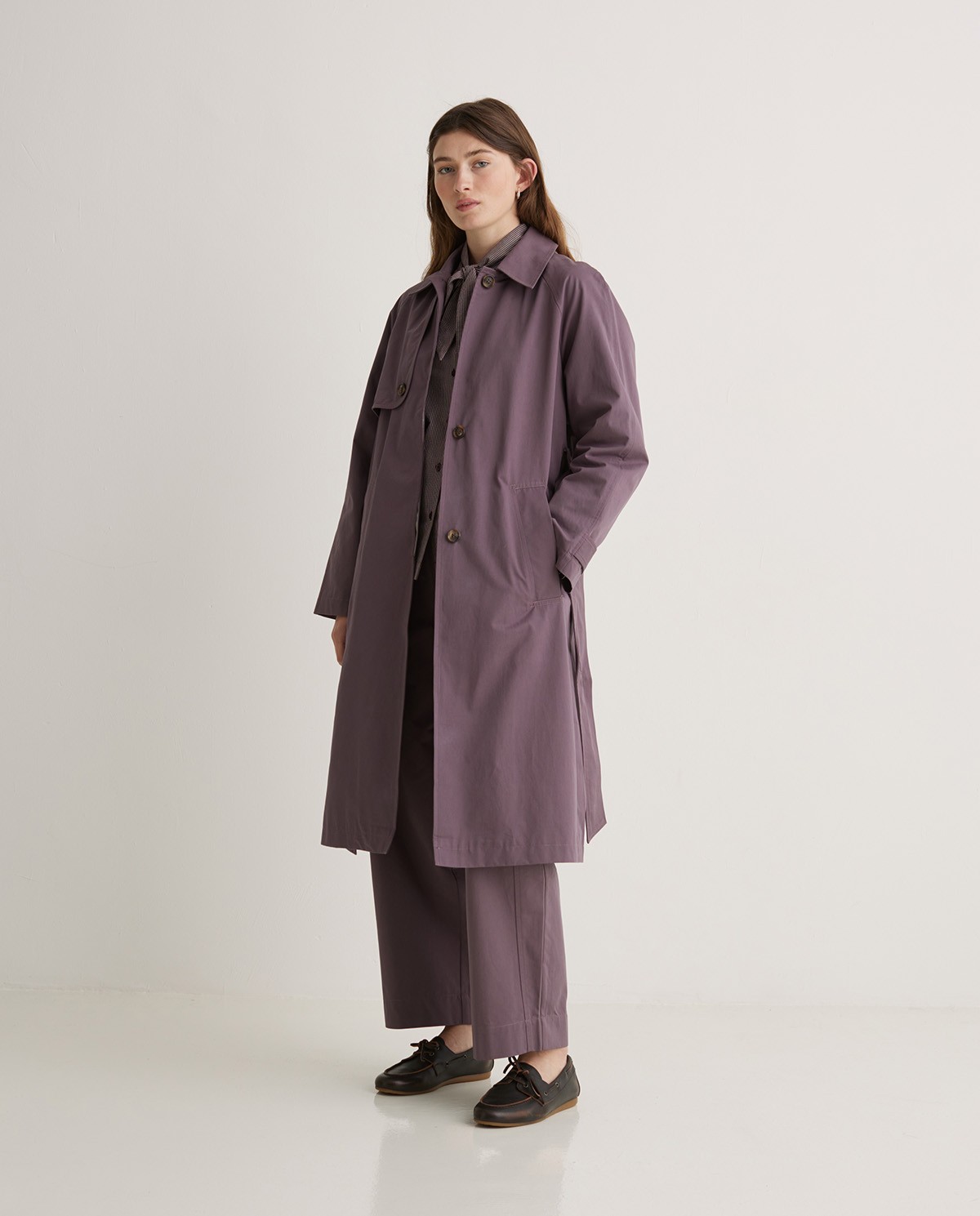Gabardina larga algodón malva - Gabardina midi 4