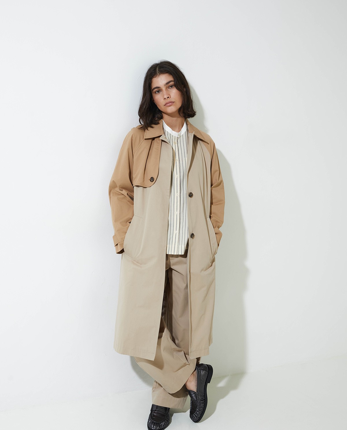 Gabardina larga algodón beige - Gabardina midi