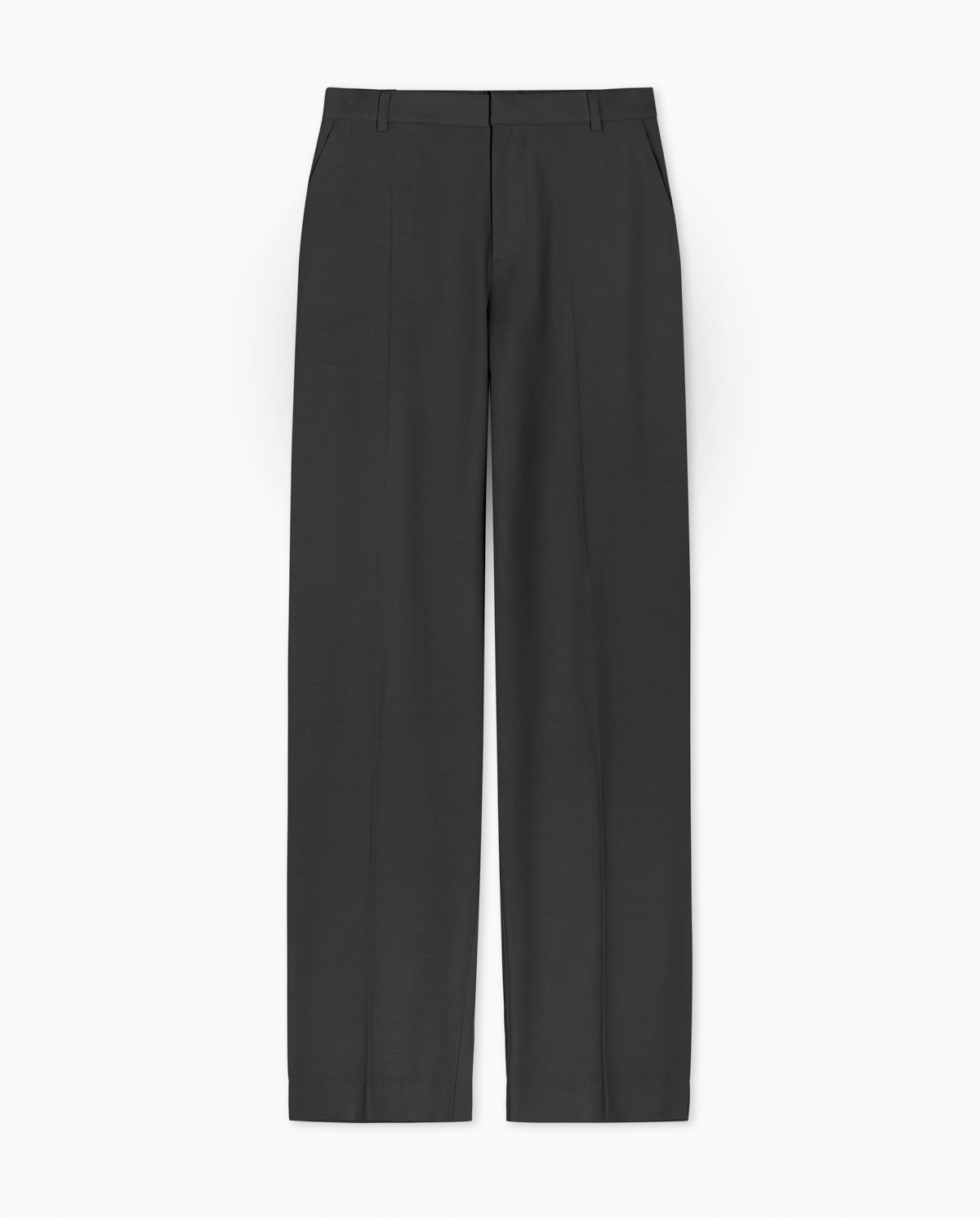 Black straight high-waisted trousers