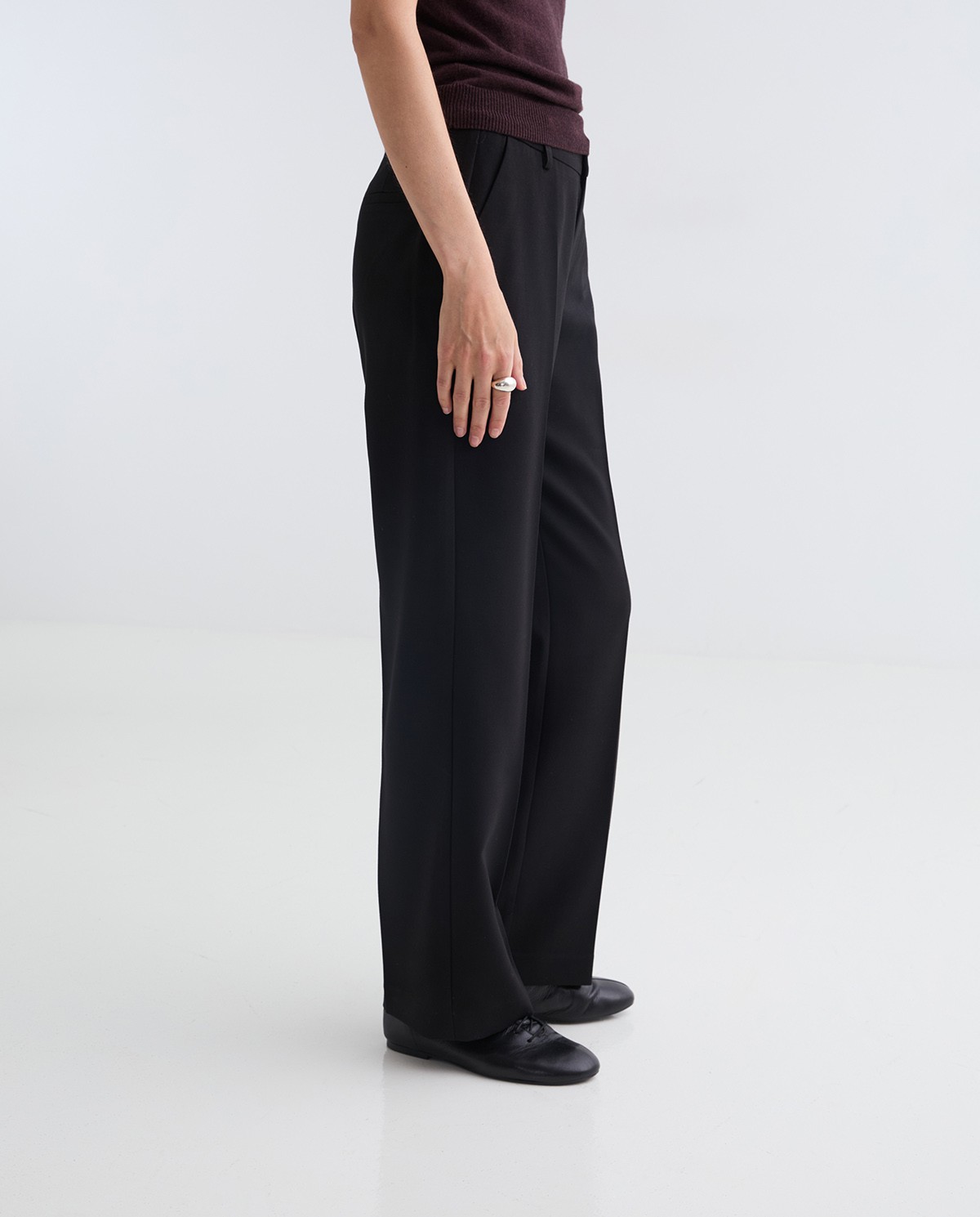 Black straight trousers removable skirt woman Yerse - Front view 6