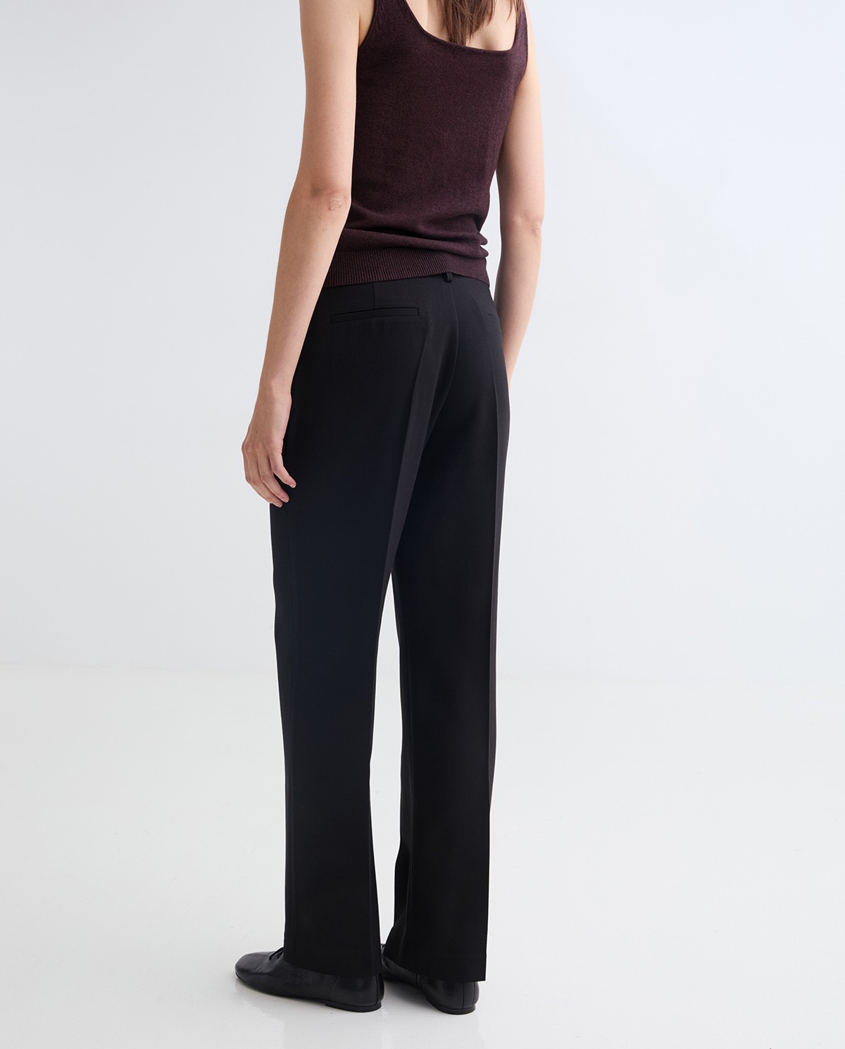 Black straight trousers removable skirt woman Yerse - Front view 8