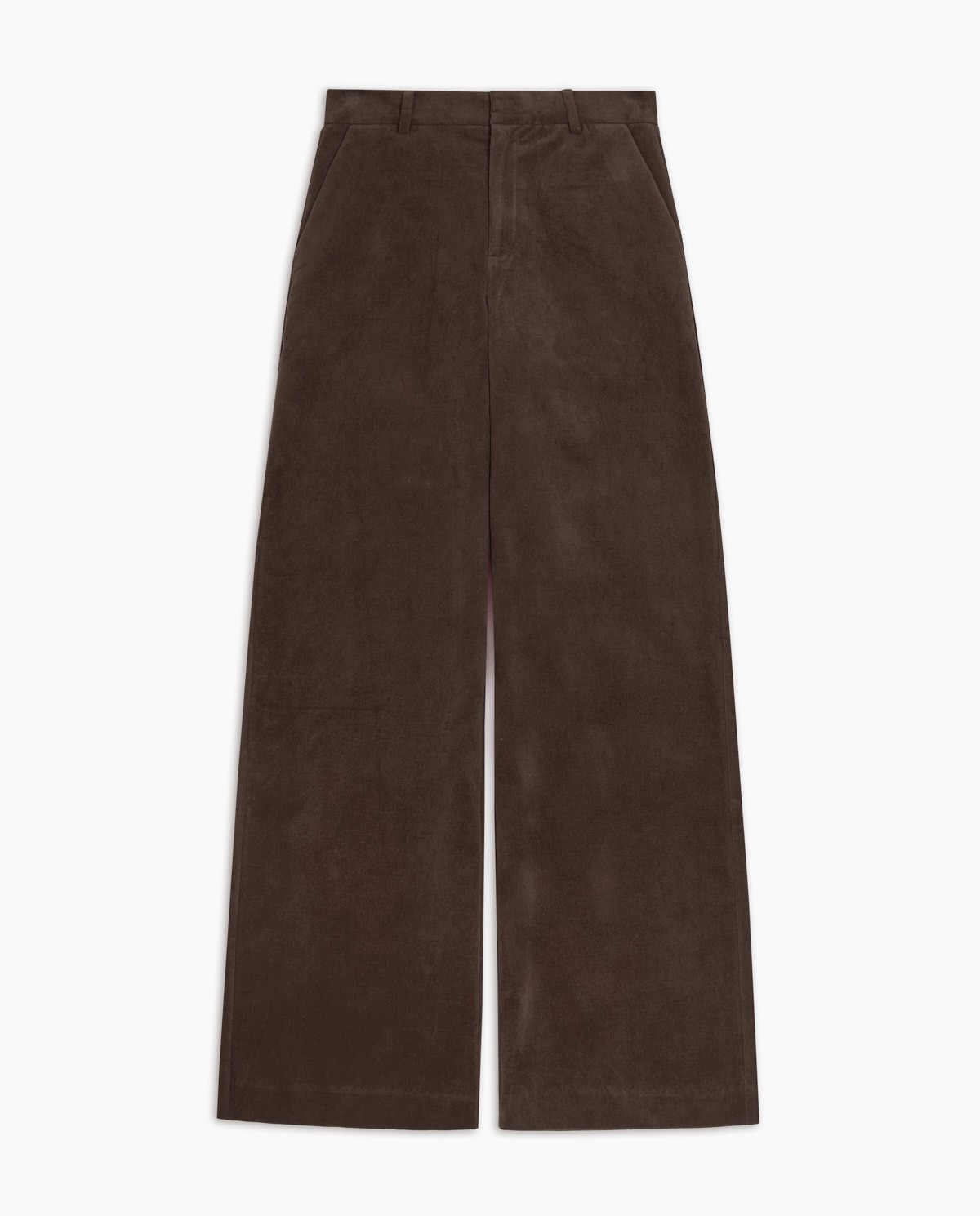 Chocolate wide velvet trousers woman Yerse - Front view 10