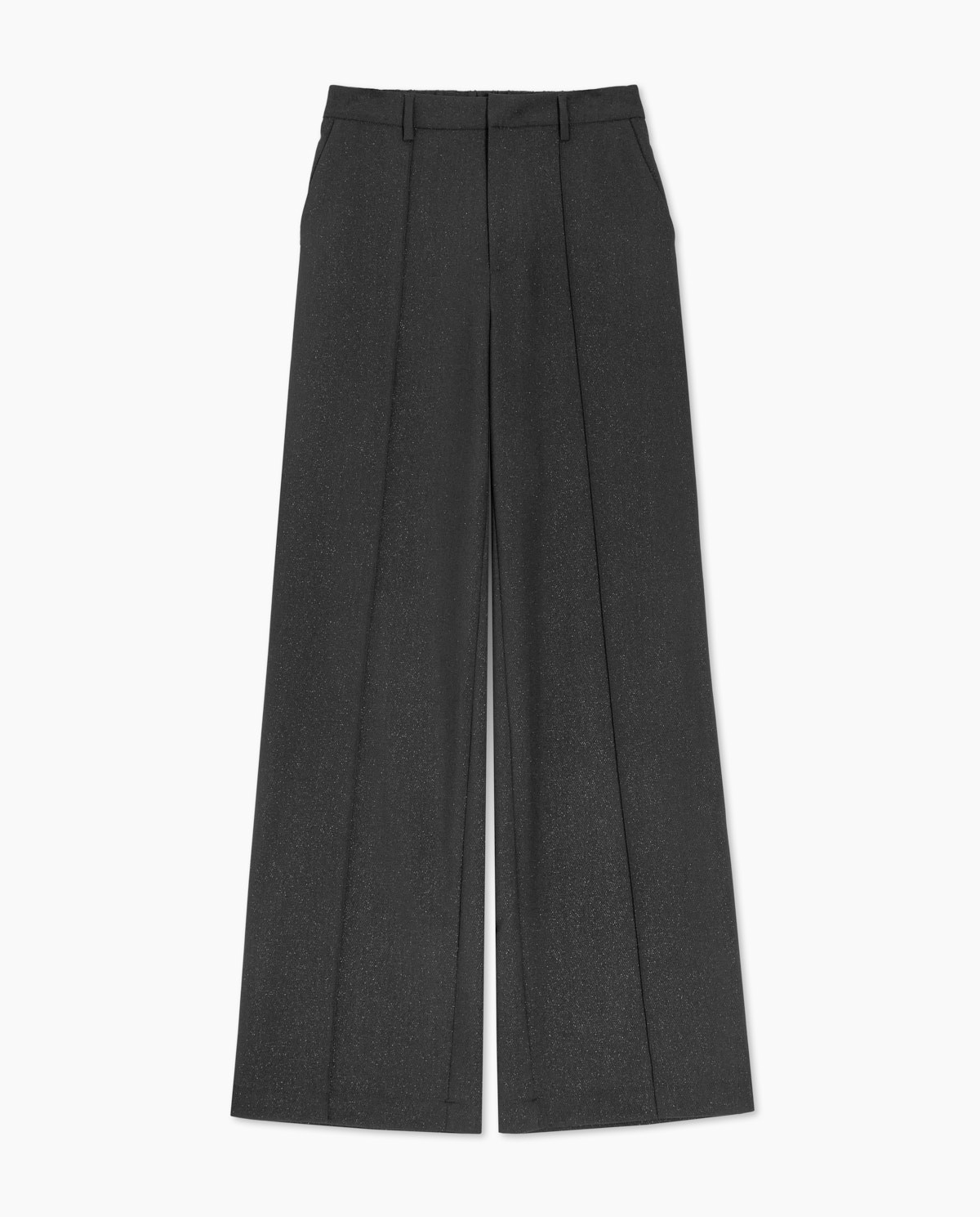 Shiny black wide trousers woman Yerse - Front view 7