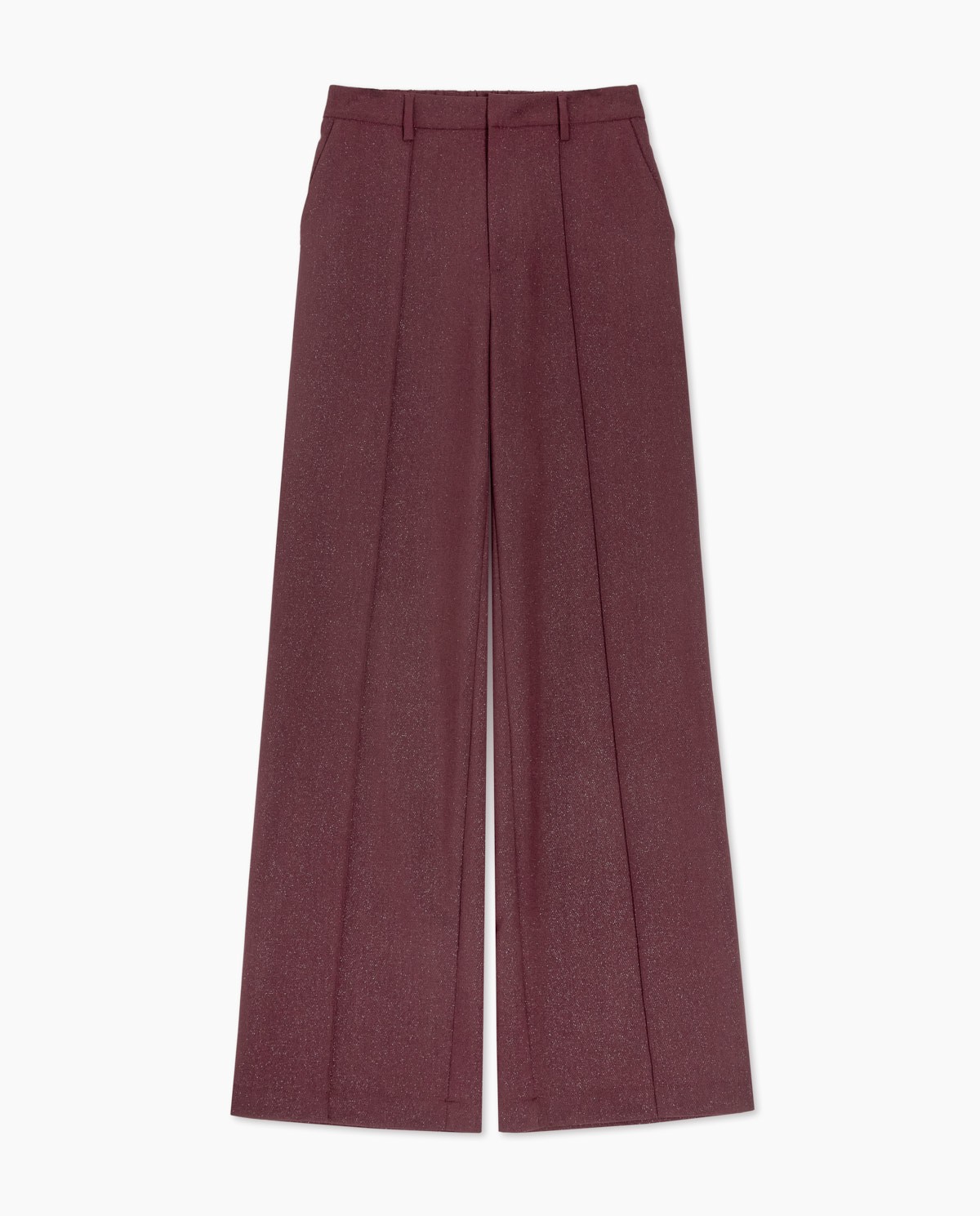 Shiny burgundy wide trousers woman Yerse - Front view 6