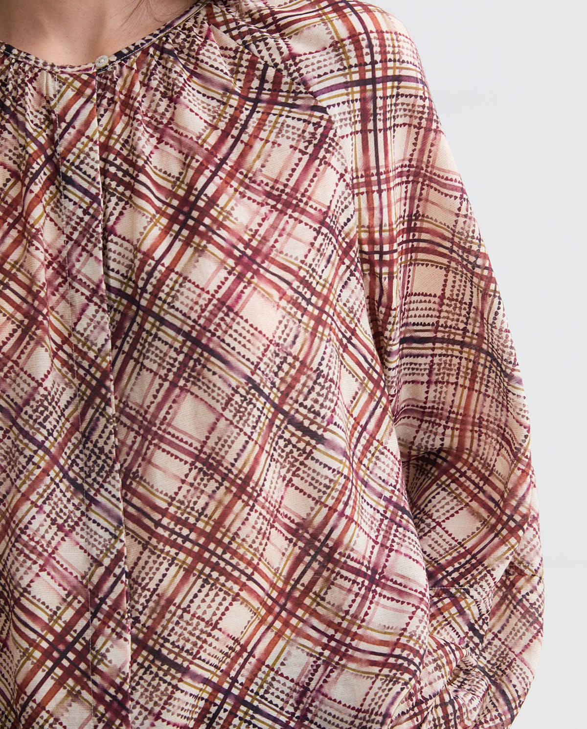 Brusa gasa quadres cru dona Yerse - Detall vista frontal 3