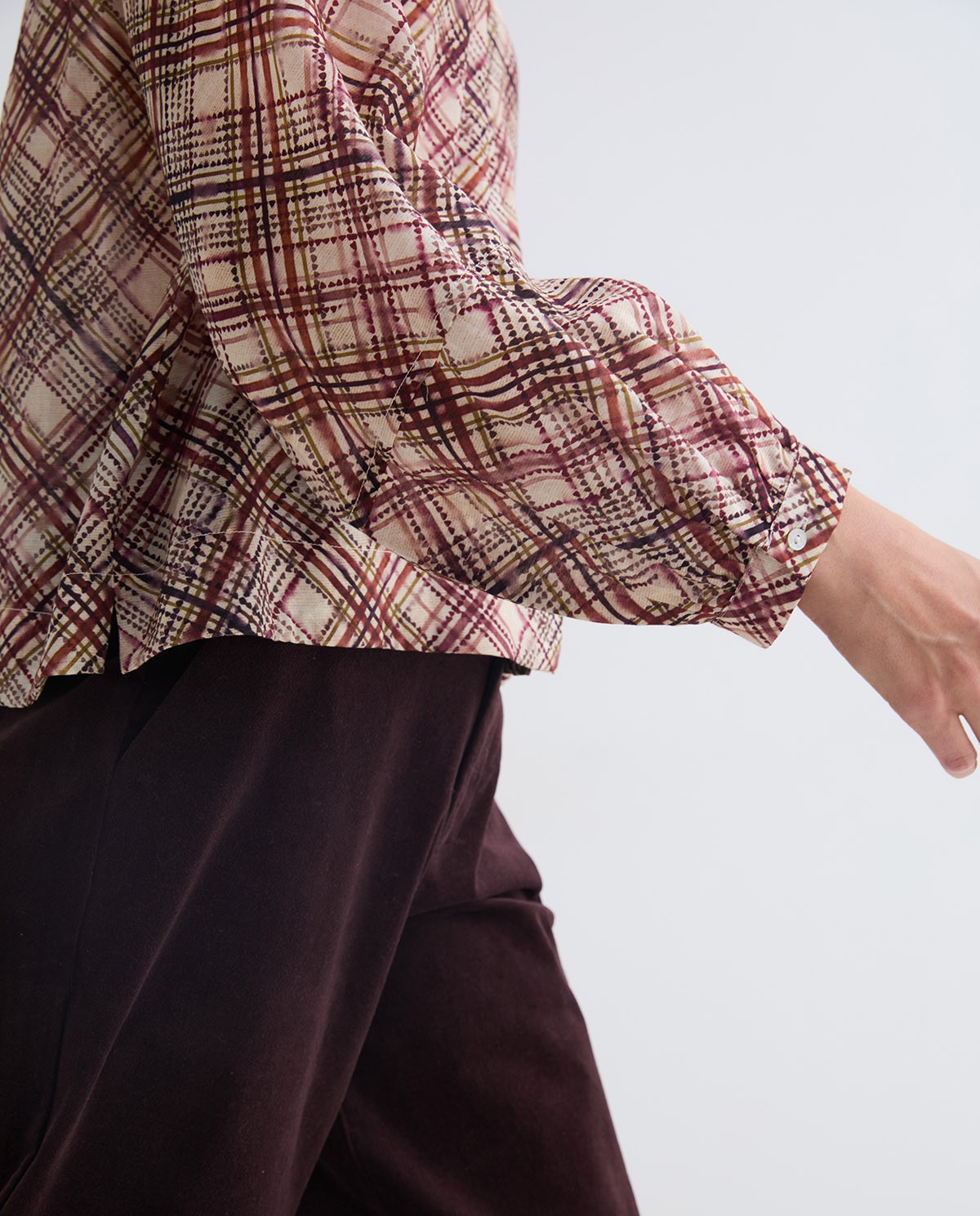 Brusa gasa quadres cru dona Yerse - Detall vista frontal 4