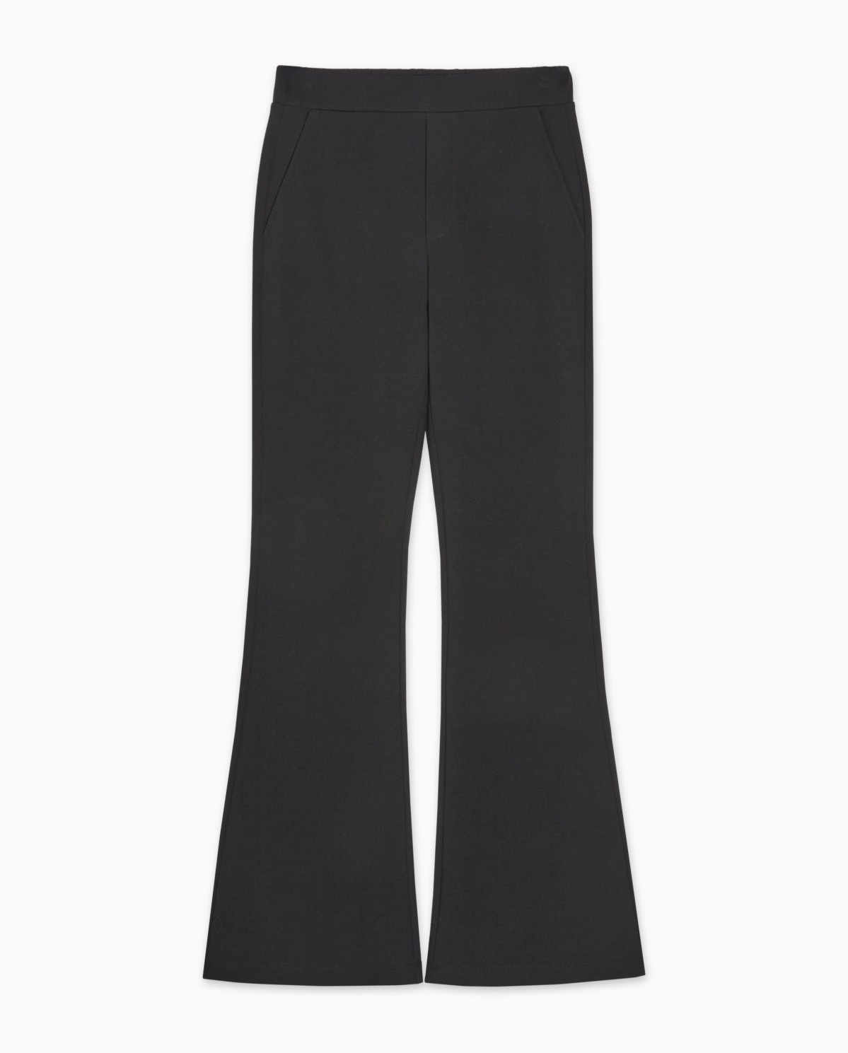 Black stretch-knit flared trousers woman Yerse - Front view 1