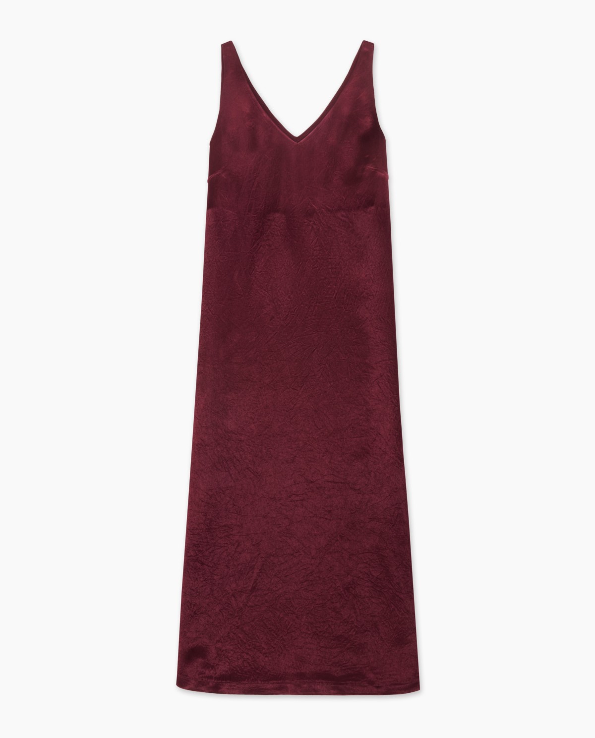 V-neck sleeveless sateen dress burgundy