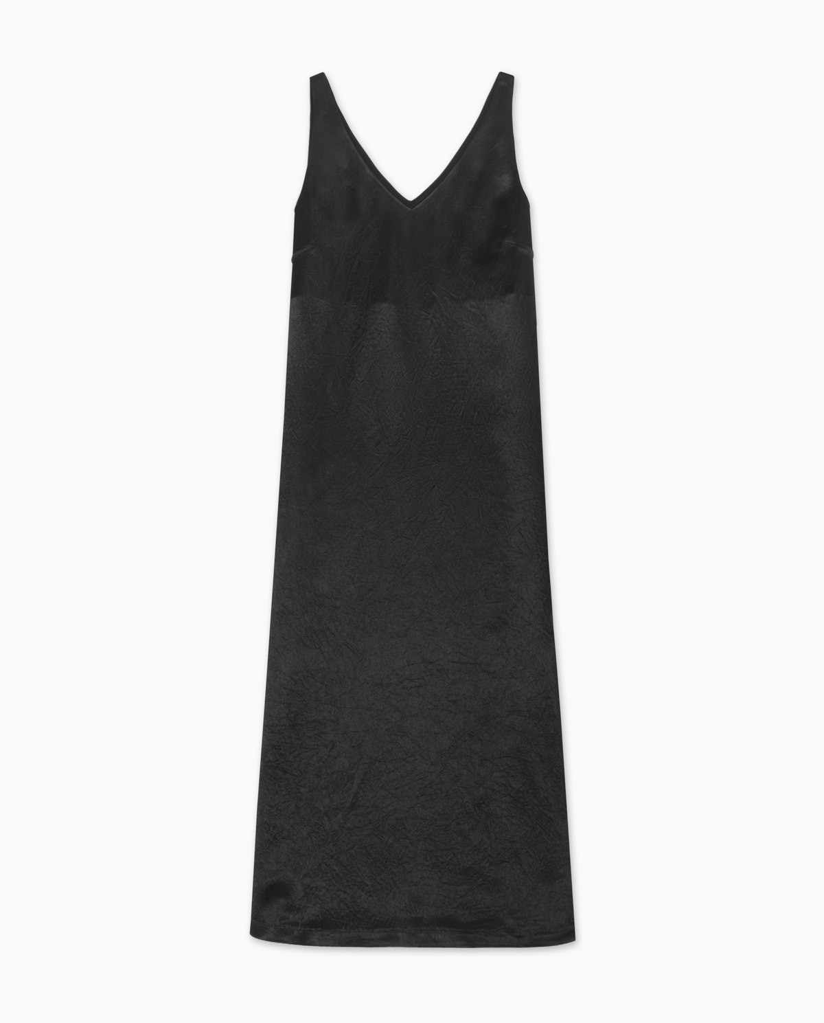 Black V-neck sleeveless sateen dress woman Yerse - Front view 4