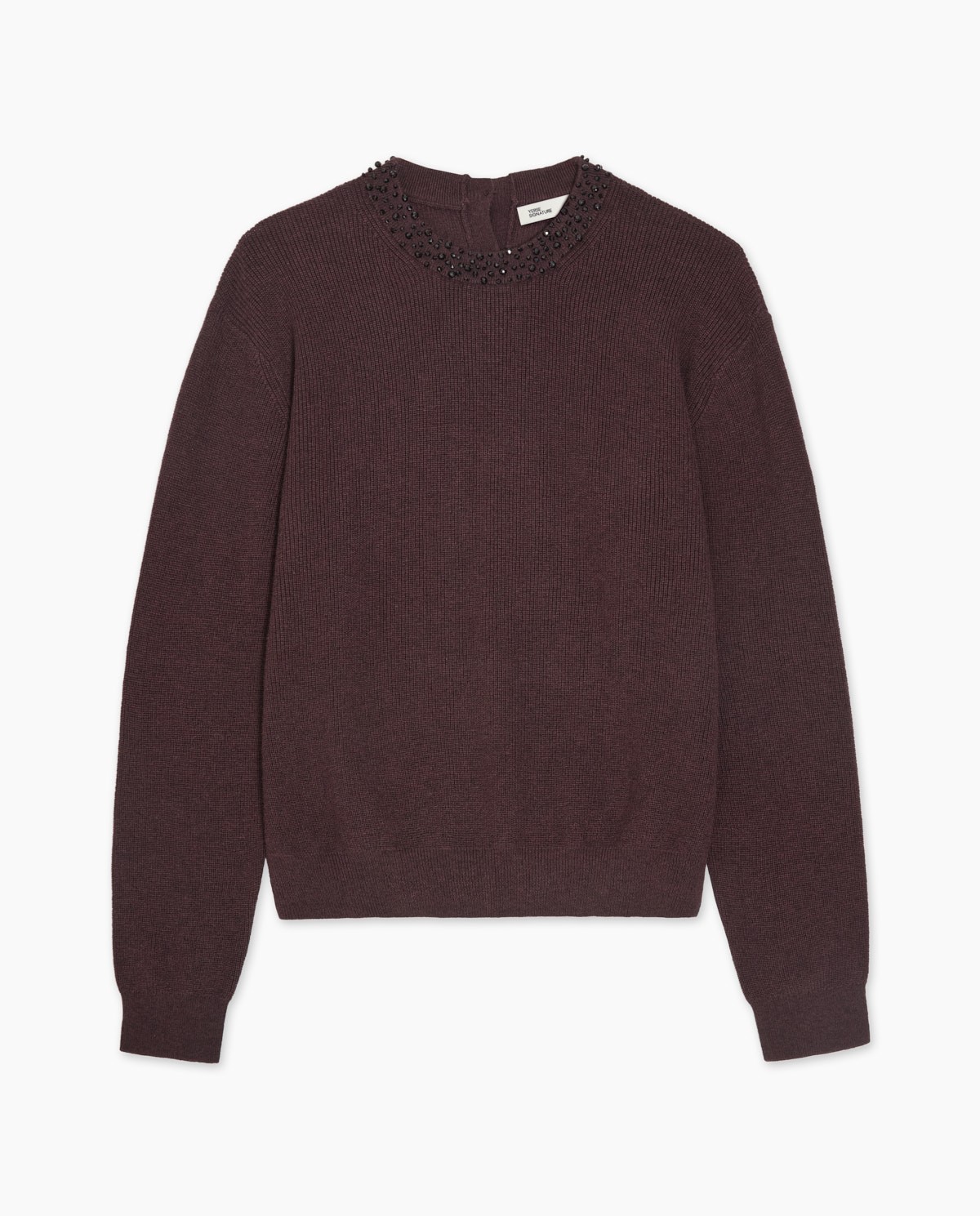 Jersei llana i cotó pedreria xocolata dona Yerse - Detall vista frontal 5